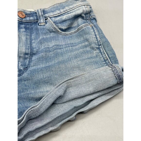 Abercrombie &amp; Fitch shorts high rise Medium blue wash folded bottom READ - Picture 3 of 8
